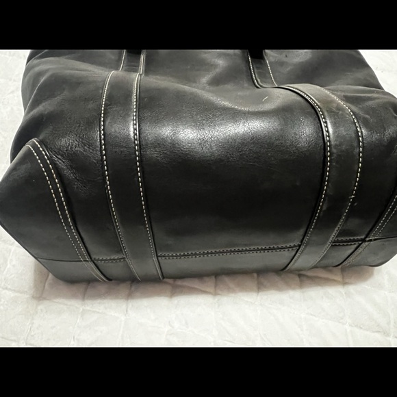 COACH SHOULDER SATCHEL TOTE BAG BLACK LEATHER ZIP GREAT BUY - Picture 6 of 10